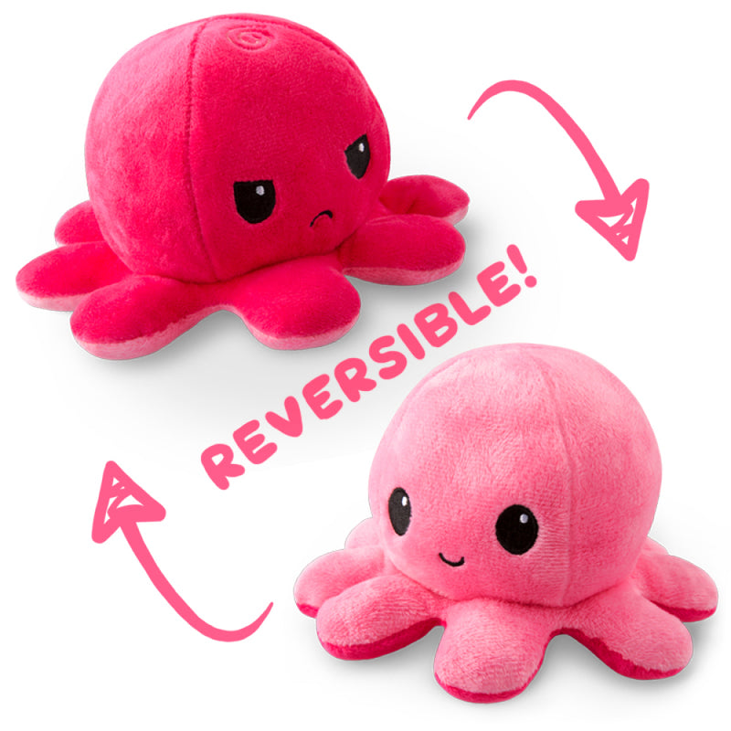 Reversible Octopus Mini Plushie (Happy Light Pink+Angry Pink)