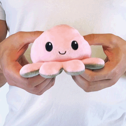 Reversible Octopus Mini Plushie (Love Light Pink+Hate Gray)