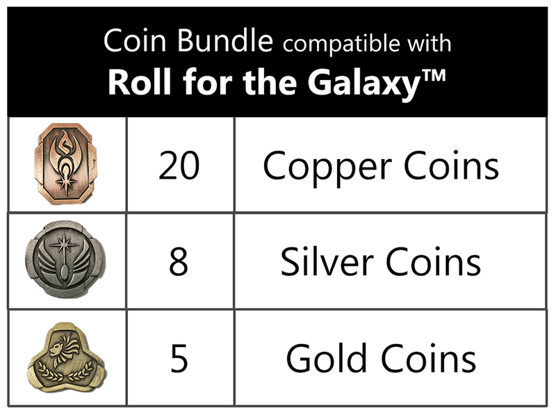Top Shelf Gamer - Metal Coin Bundle compatible with Roll for the Galaxy™ (set of 33)