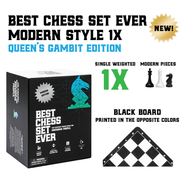 Best Chess Set Ever Modern Style: Queen's Gambit Edition (Black) (1x Weight) *PRE-ORDER*