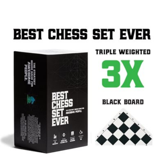 Best Chess Set Ever (Standard Black and Green Reversible) (3X Weight)