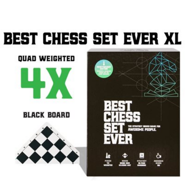 Best Chess Set Ever (XL Black and Green Reversible) (4X Weight)