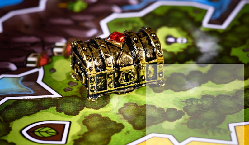 Sleeve Kings - Player Token: Tarnished Gold Color Treasure Chest In Metal Alloy