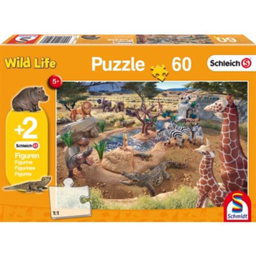 Puzzle - Schmidt Spiele - Schleich At the Watering Hole (60 Pieces)