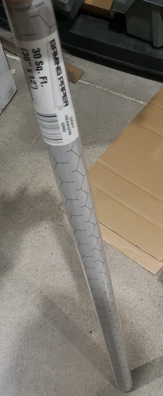 Gaming Paper: Gray 1" Hexagon Roll 1-pack