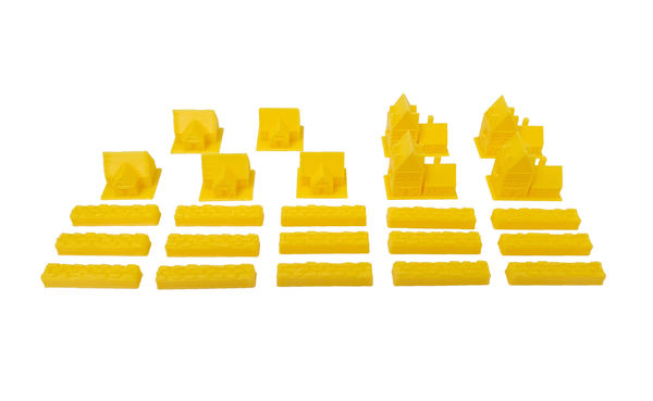 Top Shelf Gamer - 3D Printed Upgraded Tokens compatible with Catan™ - Yellow (set of 24)