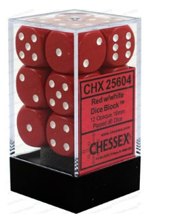 Chessex - Opaque: 12D6 Red / White