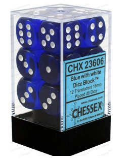 Chessex - Translucent: 12D6 Blue / White