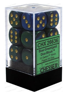 Chessex - Gemini: 12D6 Blue-Green / Gold