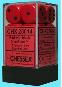 Chessex - Opaque: 12D6 Red / Black