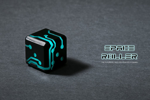 Space Roller Dice - Blue Glow Black Finish Space Roller Dice