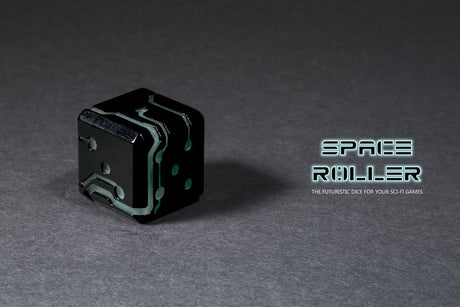 Space Roller Dice - Blue Glow Black Finish Space Roller Dice
