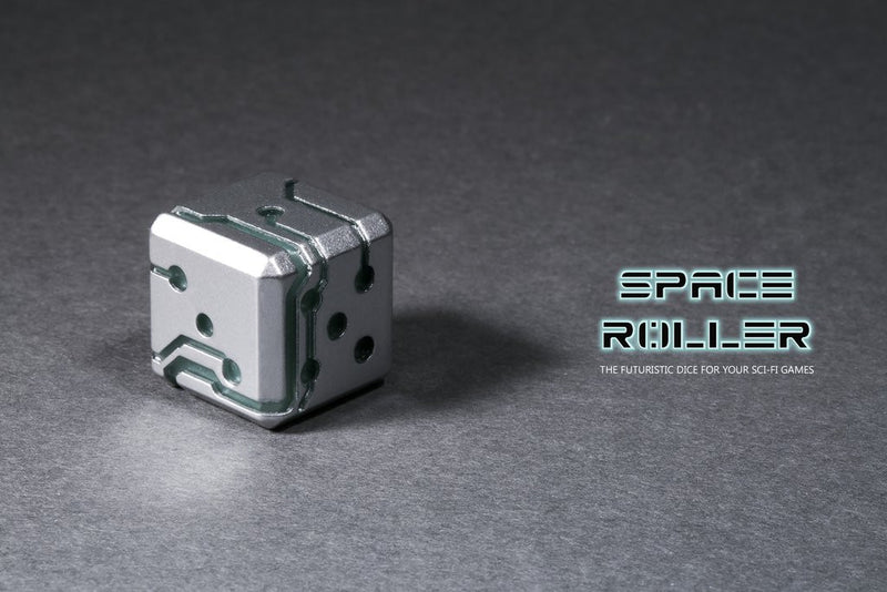 Space Roller Dice - Blue Glow Silver Finish Space Roller Dice
