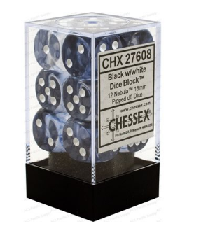 Chessex - 12D6 - Nebula - Black / White