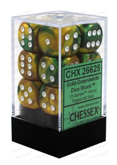 Chessex - Gemini: 12D6 Gold-Green / White