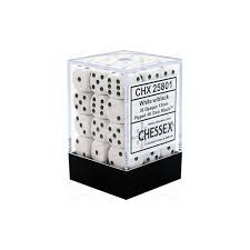 Chessex - 36D6 - Opaque - WHITE/BLACK