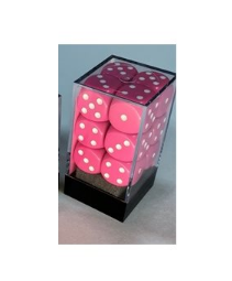 Chessex - Opaque: 12D6 Pink / White