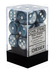 Chessex -Lustrous: 12D6 Slate / White