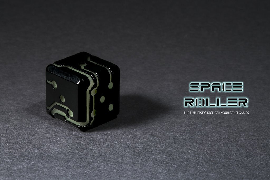 Space Roller Dice - Green Glow Black Finish Space Roller Dice