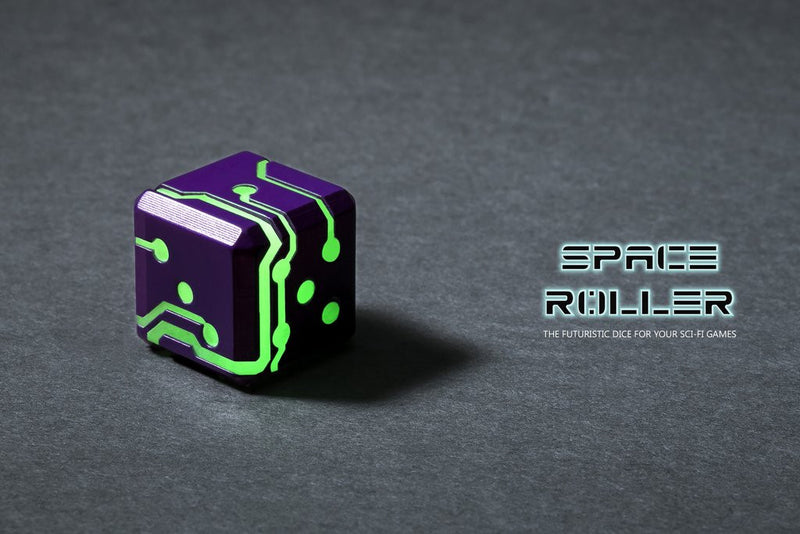 Space Roller Dice - Green Glow Purple Finish Space Roller Dice