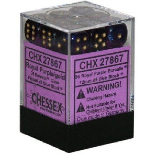 Chessex - 36D6 - Borealis - Royal Purple/Gold