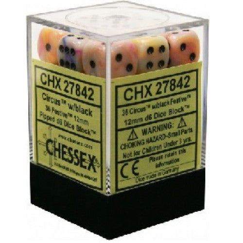 Chessex - 36D6 - Festive - Circus/Black