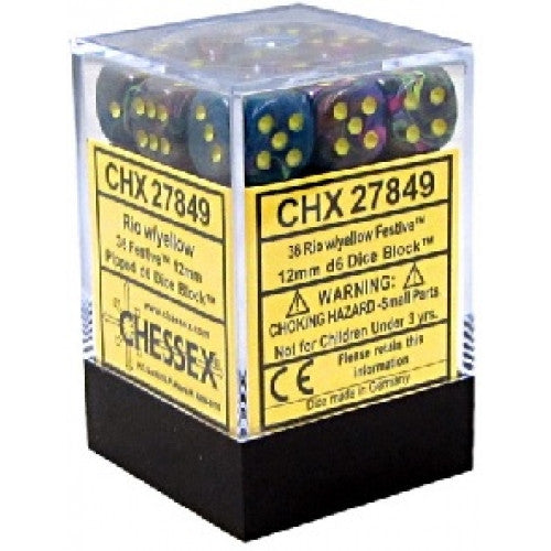 Chessex - 36D6 - Festive - Rio/Yellow