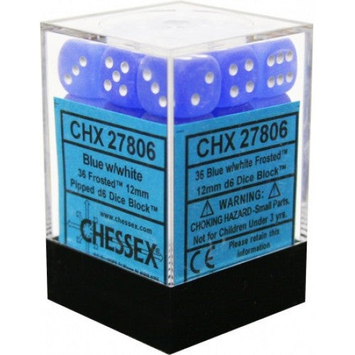 Chessex - 36D6 - Frosted - Blue/White