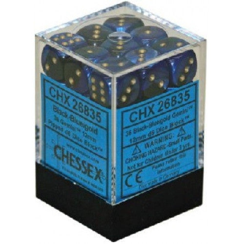 Chessex - 36D6 - Gemini - Black-Blue/Gold