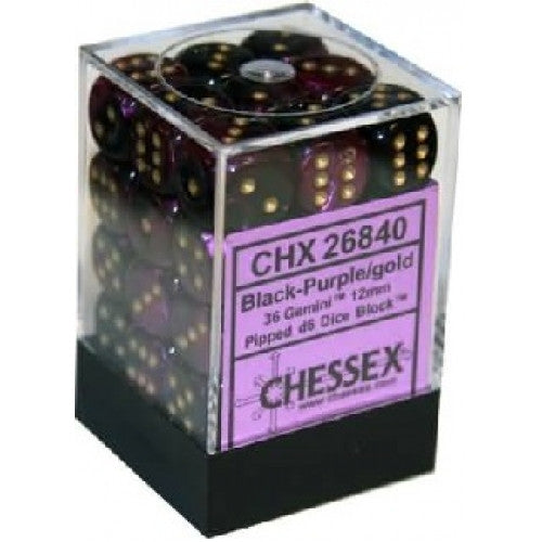 Chessex - 36D6 - Gemini - Black-Purple/Gold