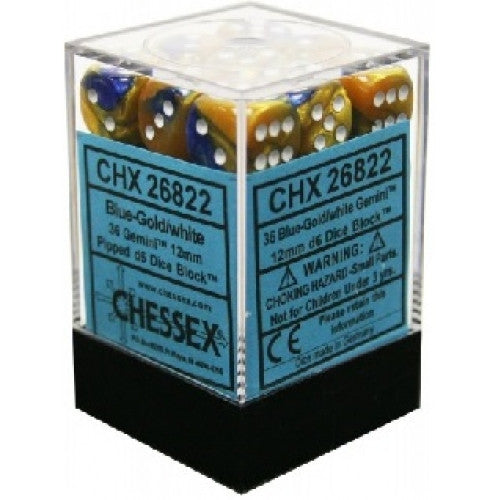 Chessex - 36D6 - Gemini - Blue-Gold/White
