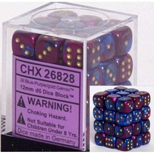 Chessex - 36D6 - Gemini - Blue-Purple/Gold