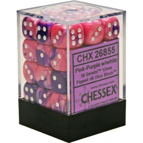 Chessex - 36D6 - Gemini - Pink-Purple/White