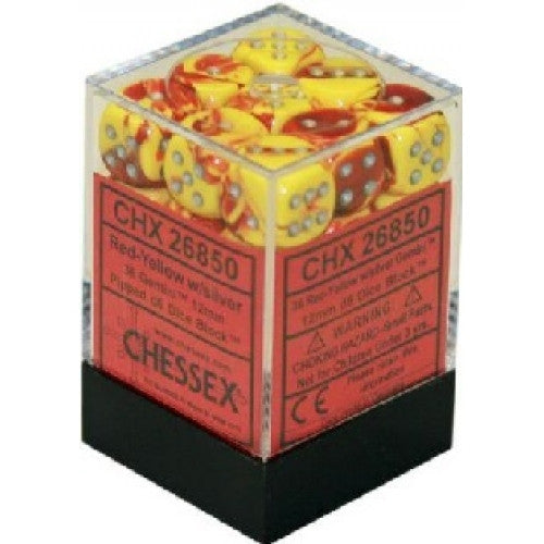 Chessex - 36D6 - Gemini - Red-Yellow/Silver