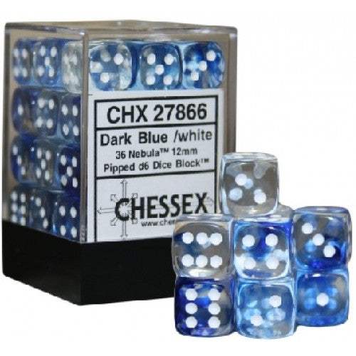 Chessex - 36D6 - Nebula - Dark Blue/White