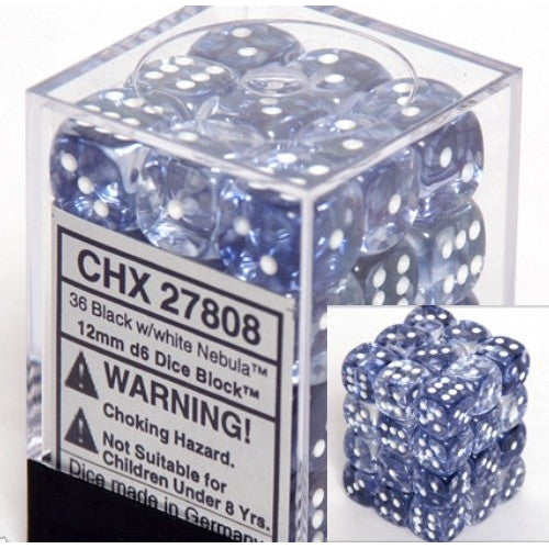 Chessex - 36D6 - Nebula - Black/White