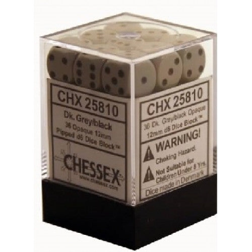 Chessex - 36D6 - Opaque - GREY/BLACK