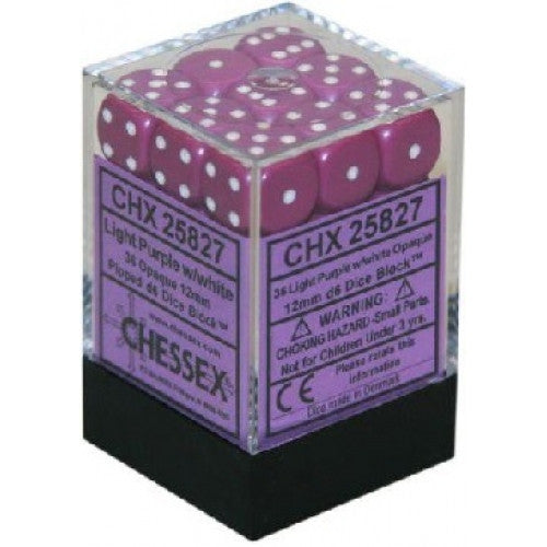 Chessex - 36D6 - Opaque - Light Purple/White
