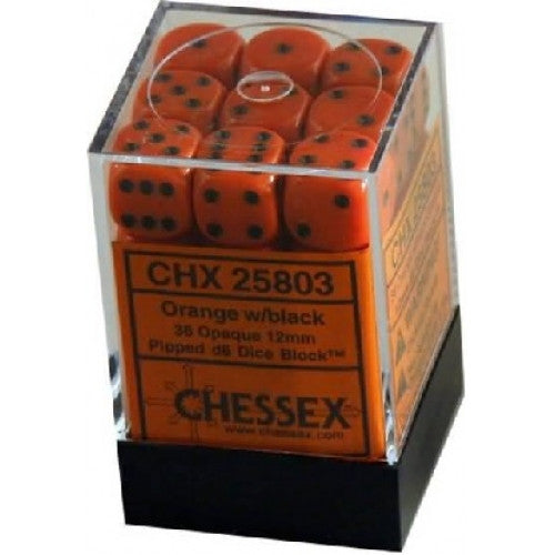 Chessex - 36D6 - Opaque - Orange/Black