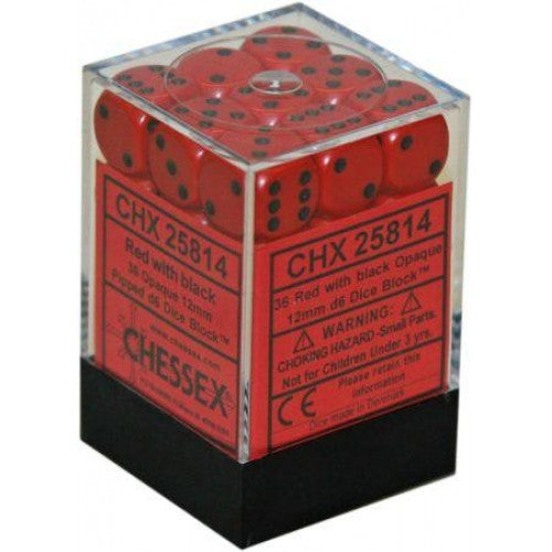 Chessex - 36D6 - Opaque -Red/Black