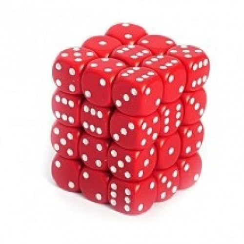 Chessex - 36D6 - Opaque - Red/White