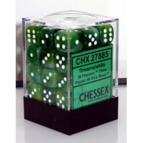 Chessex - 36D6 - Phantom - Green/White