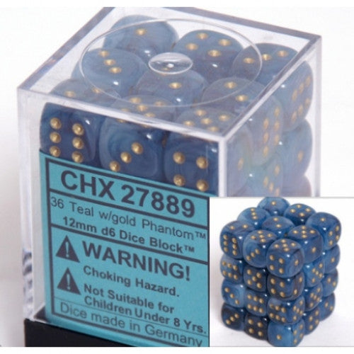 Chessex - 36D6 - Phantom - Teal/Gold