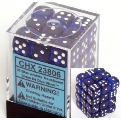 Chessex - 36D6 - Translucent - Blue/White