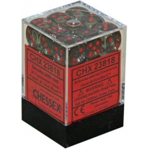 Chessex - 36D6 - Translucent - Smoke/Red
