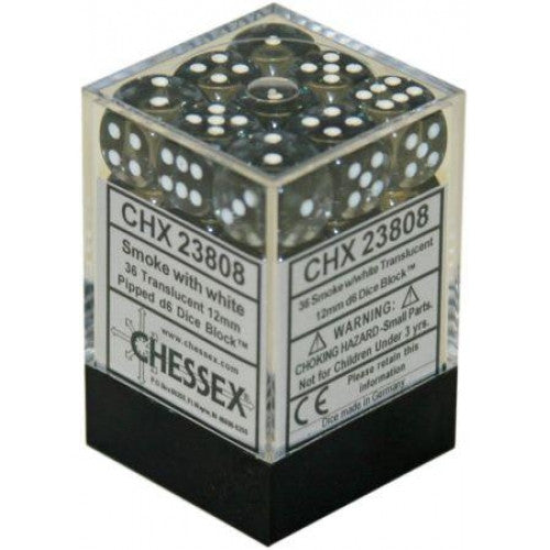 Chessex - 36D6 - Translucent - Smoke/White