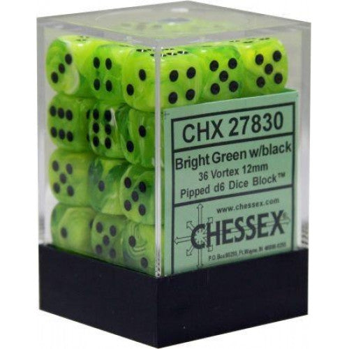 Chessex - 36D6 - Vortex - Bright Green/Black