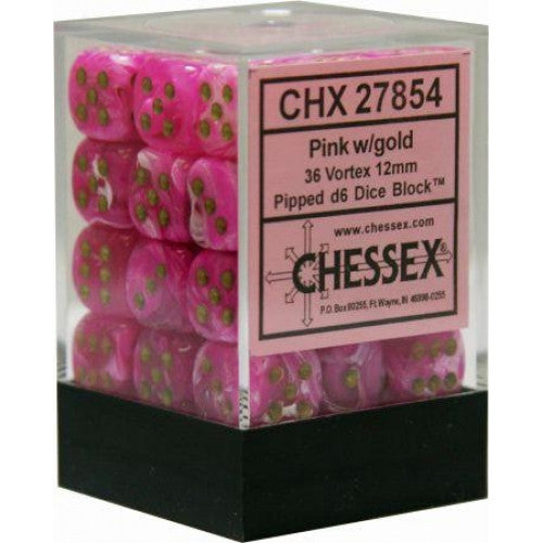 Chessex - 36D6 - Vortex - Pink/Gold