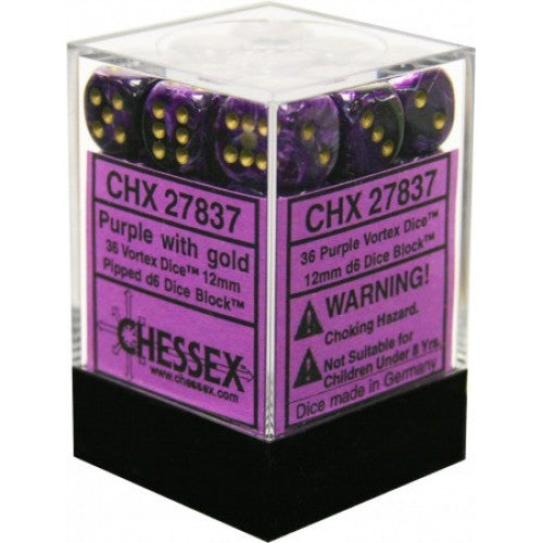 Chessex - 36D6 - Vortex - Purple/Gold