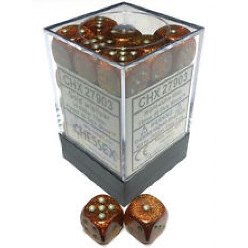 Chessex - 36D6 - Glitter - Gold/Silver
